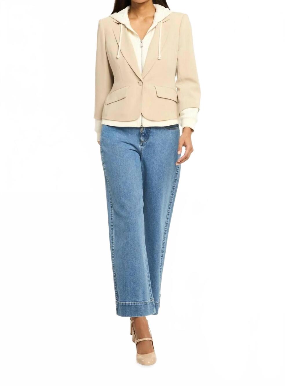 NEW CINQ A SEPT zip up le petit khloe blazer in khaki/ivory